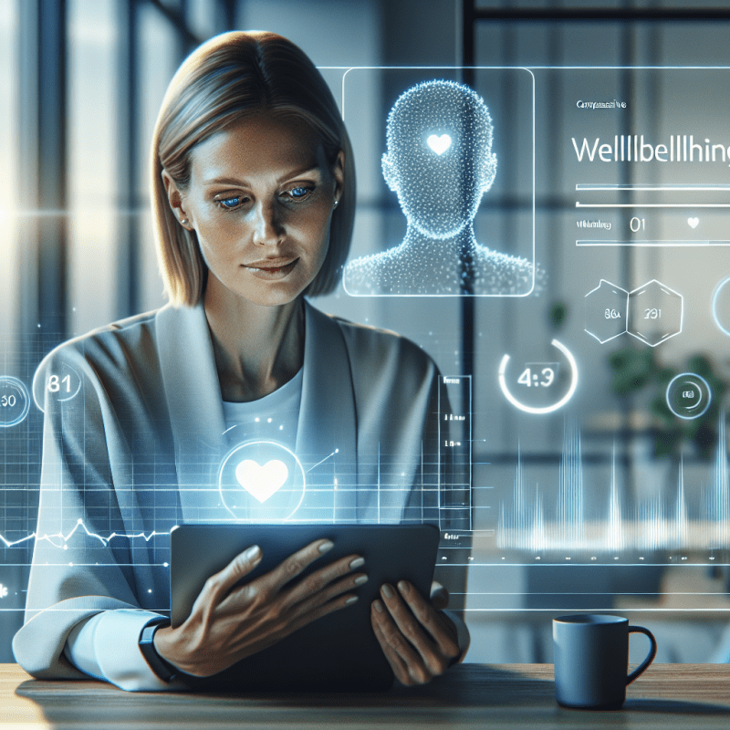Leader reviewing AI-powered wellbeing analytics detecting early burnout signals in team members