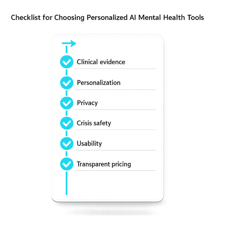 Checklist for Choosing Personalized AI Mental Health Tools