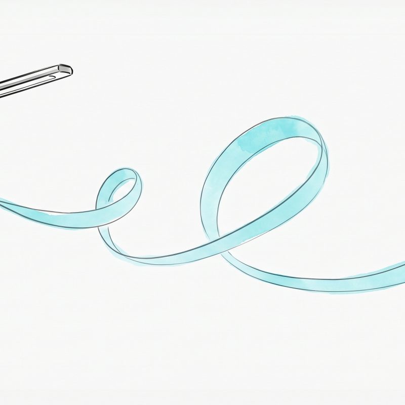 Hand-drawn ink illustration of an office desk lamp and a cosy home lamp linked by a flowing cyan ribbon, with cyan and apricot watercolour splashes, symbolising AI tools for emotional well-being across work and home